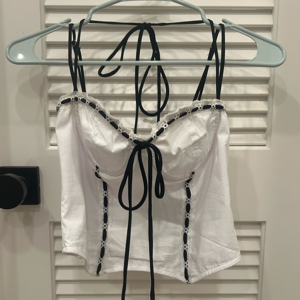 NWT Black and white corset top size xs